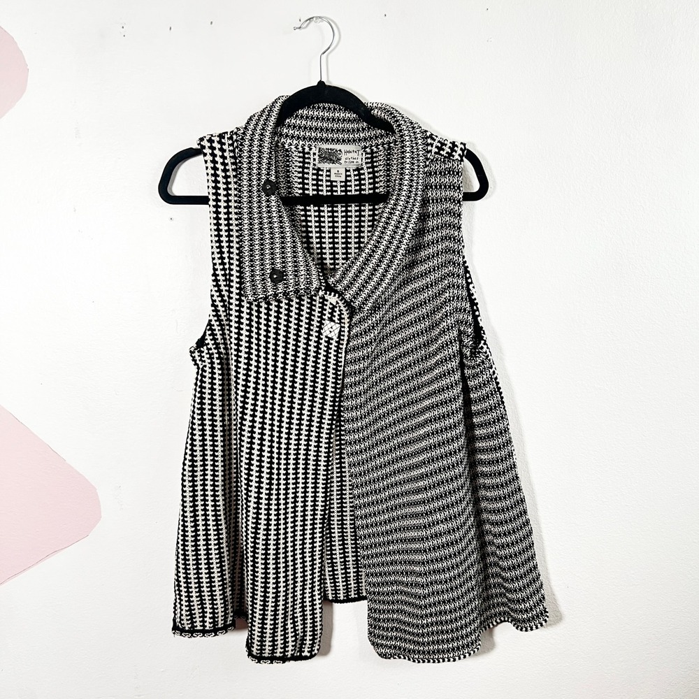 Habitat Sweater Vest Women's Small Black Sleeveless Knit Tunic 100% Cotton